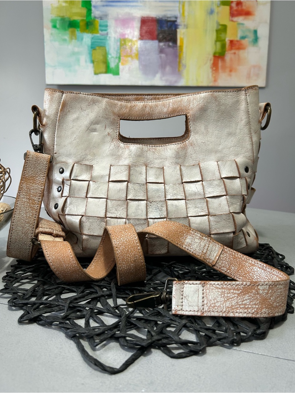Bed Stu Orchid Leather Crossbody Satchel in Nectar Lux